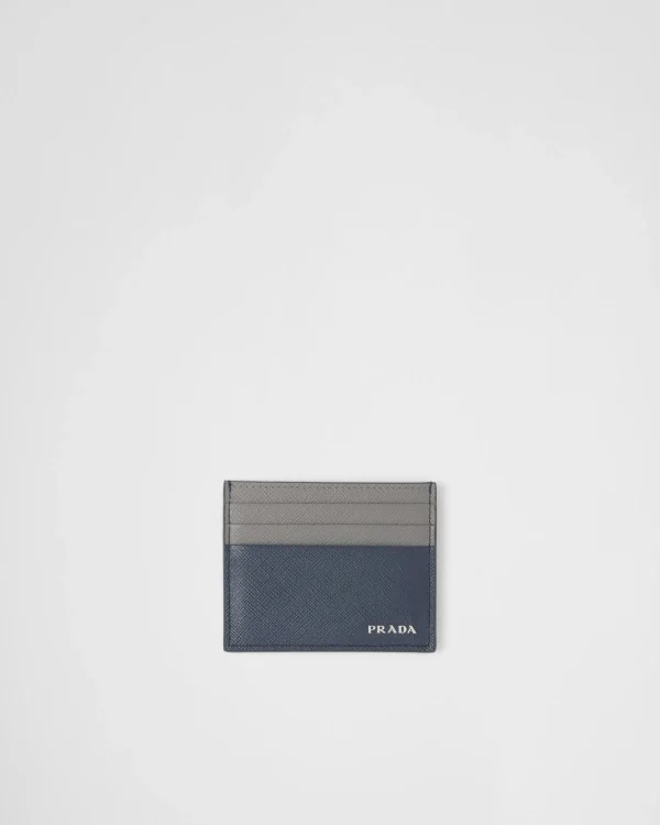 Card Holders*Prada Saffiano leather card holder Balticblue/marblegray