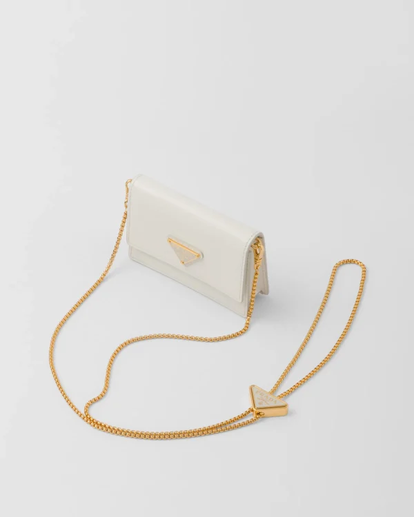 Card Holders | Mini Bags*Prada Saffiano leather card holder with shoulder strap White