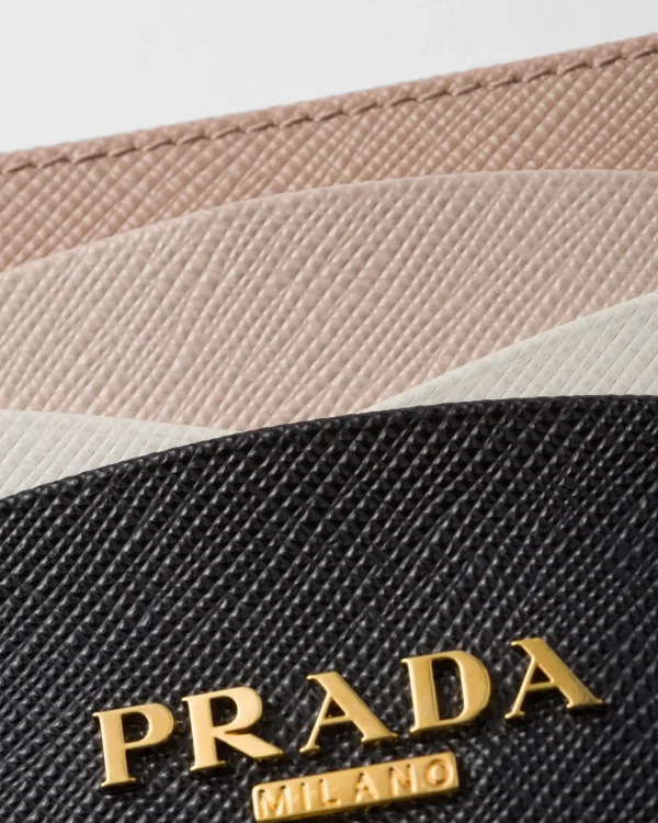 Card Holders*Prada Saffiano Leather Card Holder Black/palepink