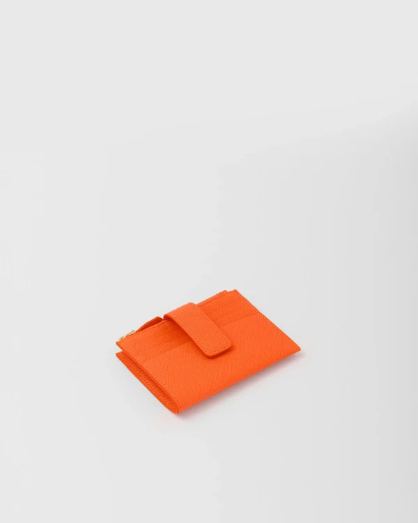 Card Holders*Prada Saffiano Leather Card Holder Orange