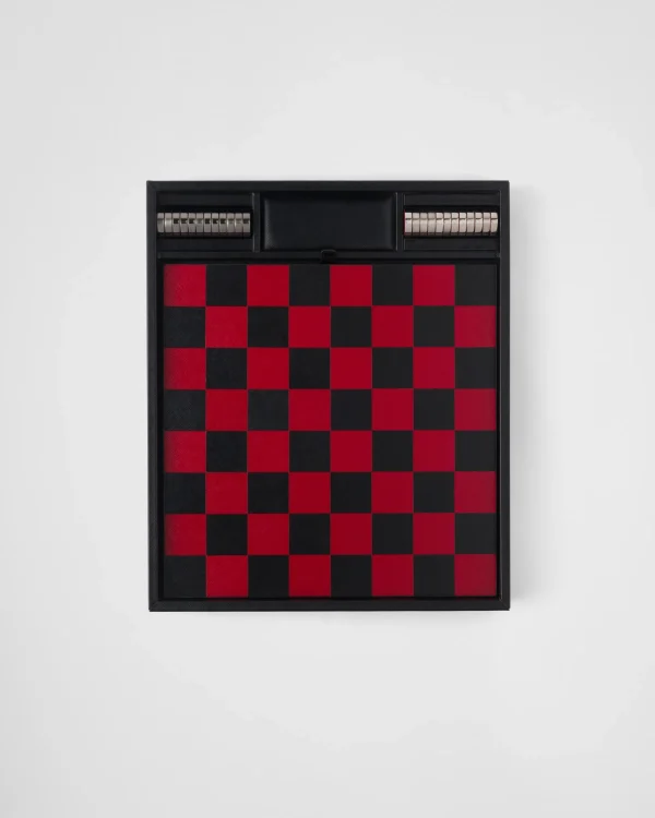 Games And Home Accessories*Prada Saffiano leather checkers set Black