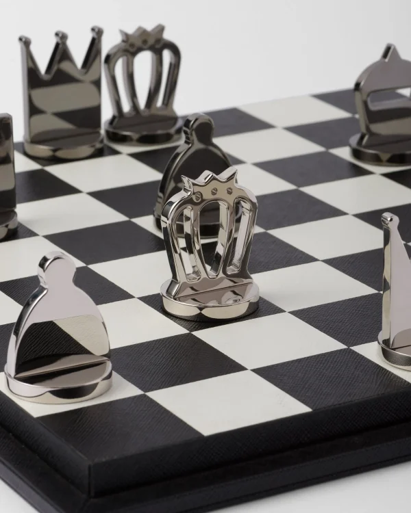 Games And Home Accessories*Prada Saffiano leather chess set Black