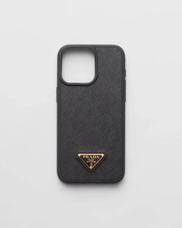 High-tech Accessories*Prada Saffiano leather cover for iPhone 15 Pro Max Black