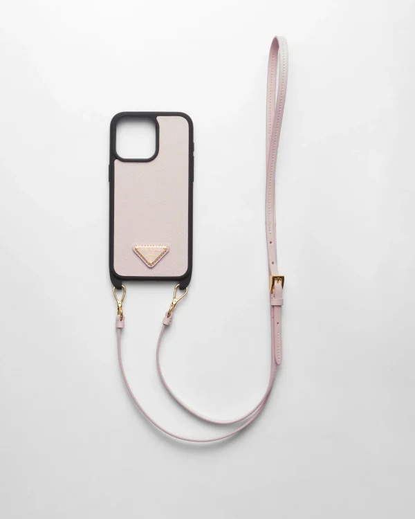 High-tech Accessories*Prada Saffiano leather cover for iPhone 15 Pro Max Alabasterpink