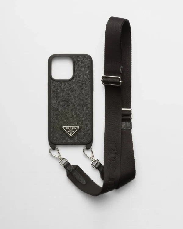 High-tech Accessories*Prada Saffiano leather cover for iPhone 15 Pro Max Black