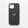 High-tech Accessories*Prada Saffiano leather cover for iPhone 15 Black