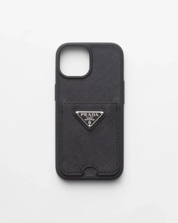 High-tech Accessories*Prada Saffiano leather cover for iPhone 15 Black