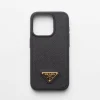 High-tech Accessories*Prada Saffiano leather cover for iPhone 15 Pro Black