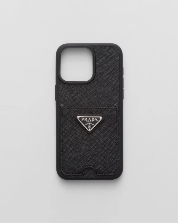 High-tech Accessories*Prada Saffiano leather cover for iPhone 15 Pro Max Black