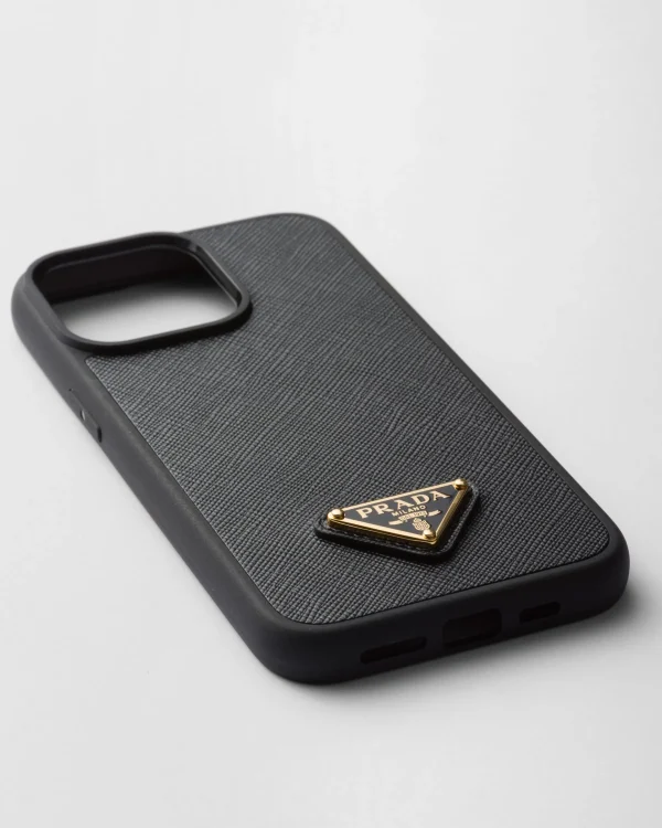 High-tech Accessories*Prada Saffiano leather cover for iPhone 15 Pro Max Black