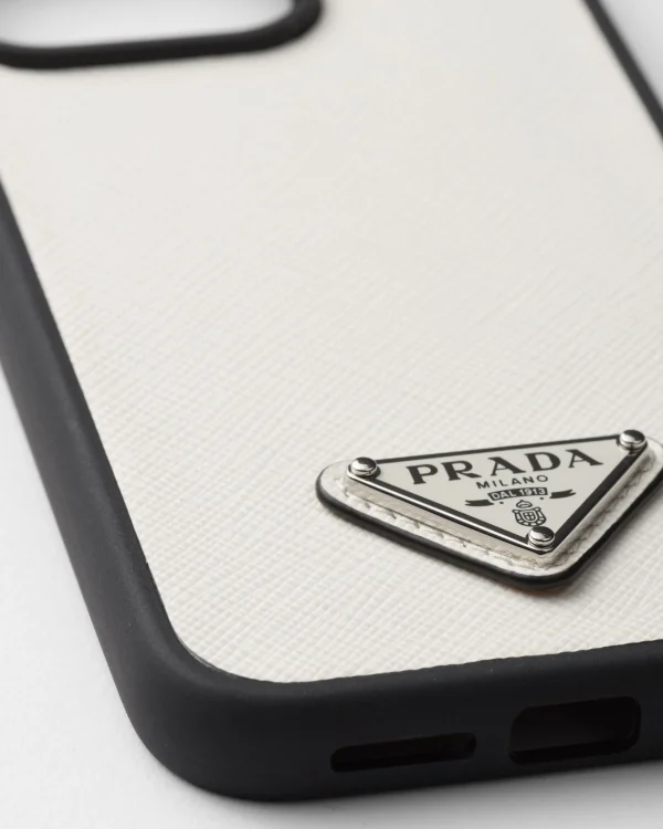 High-tech Accessories*Prada Saffiano leather cover for iPhone 15 Pro Max White