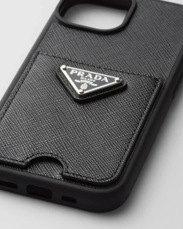 High-tech Accessories*Prada Saffiano leather cover for iPhone 15 Black