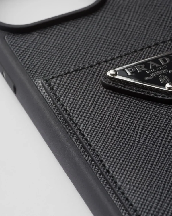 High-tech Accessories*Prada Saffiano leather cover for iPhone 15 Pro Max Black