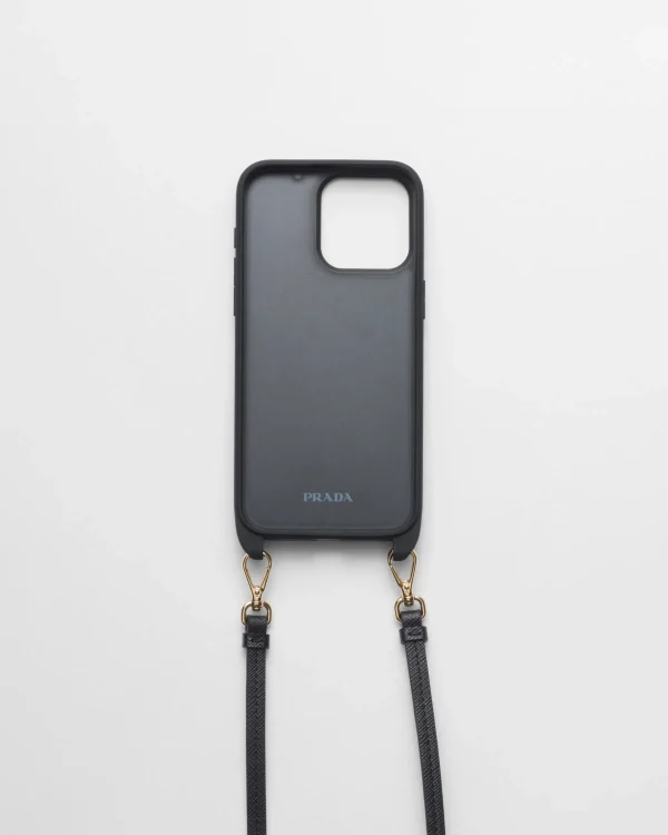 High-tech Accessories*Prada Saffiano leather cover for iPhone 15 Pro Max Black