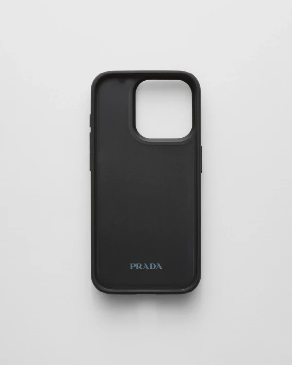 High-tech Accessories*Prada Saffiano leather cover for iPhone 15 Pro Paleblue