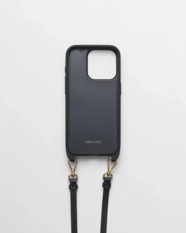 High-tech Accessories*Prada Saffiano leather cover for iPhone 15 Pro Black