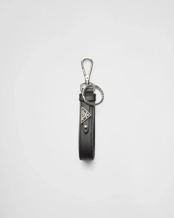 Bag Charms And Keychains*Prada Saffiano leather keychain Black