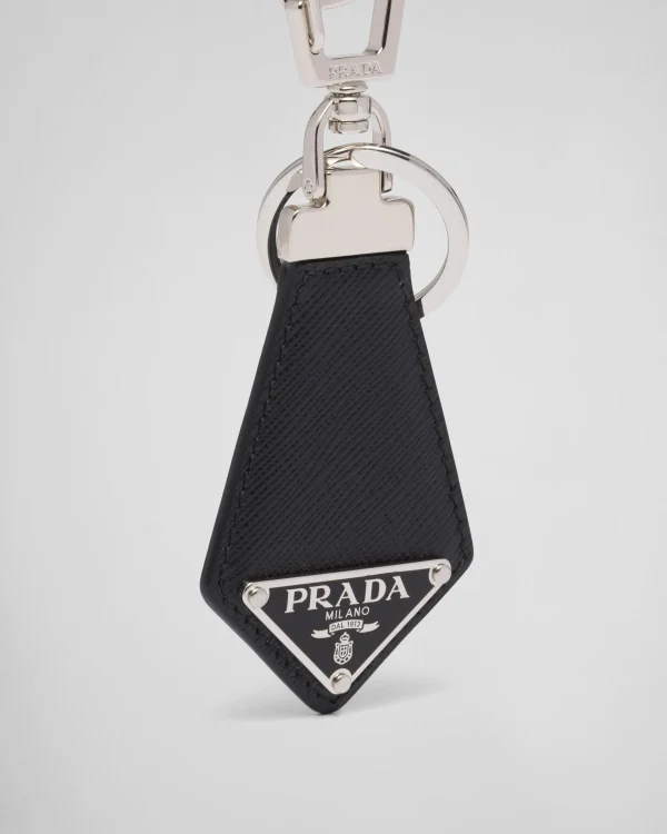 Bag Charms And Keychains*Prada Saffiano leather keychain Black