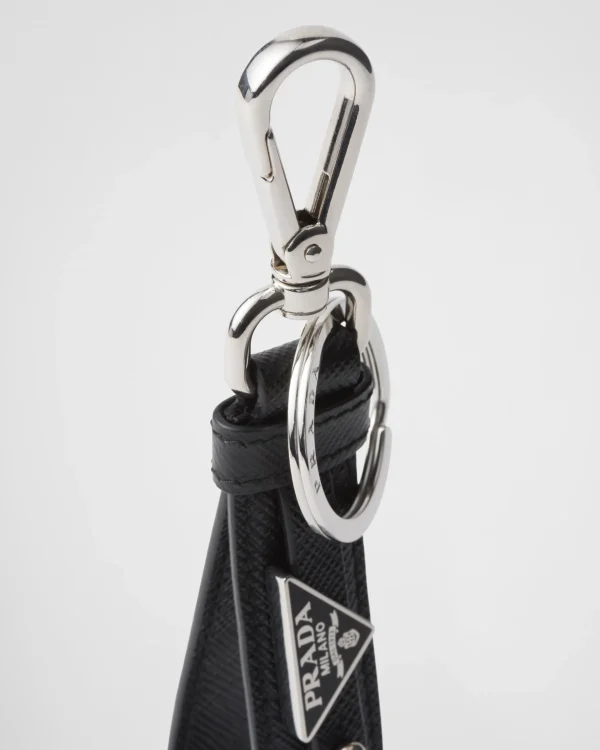 Bag Charms And Keychains*Prada Saffiano leather keychain Black