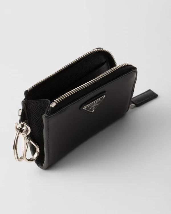 Bag Charms And Keychains | High-tech Accessories*Prada Saffiano Leather Mini Pouch Black