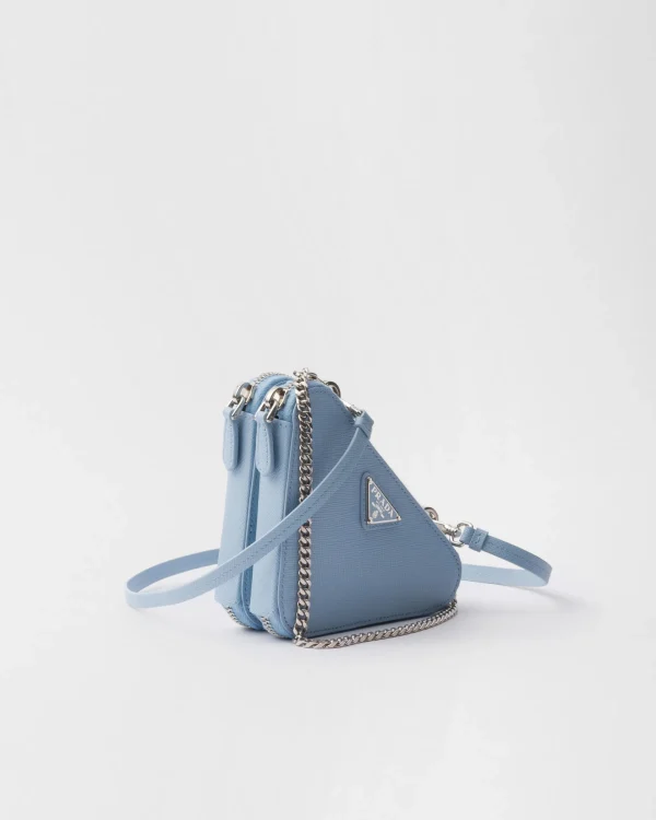 Mini Bags | Mini Bags*Prada Saffiano leather mini pouch Lightblue