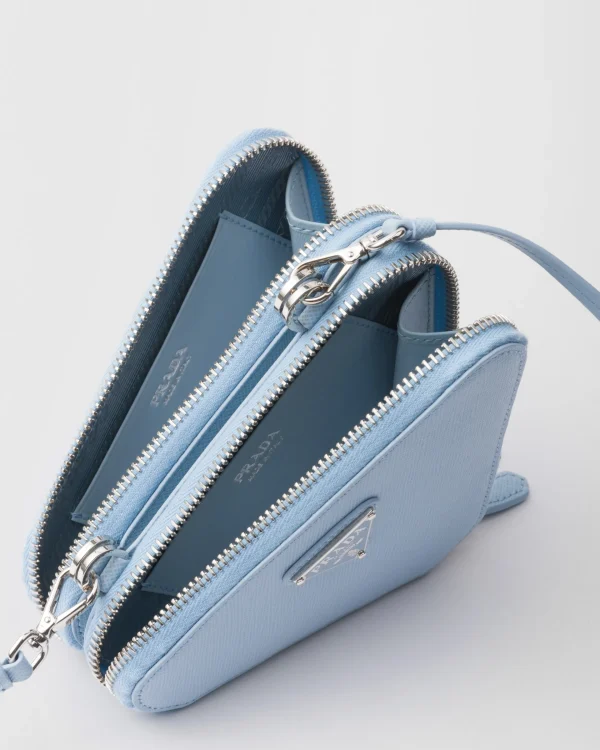 Mini Bags | Mini Bags*Prada Saffiano leather mini pouch Lightblue