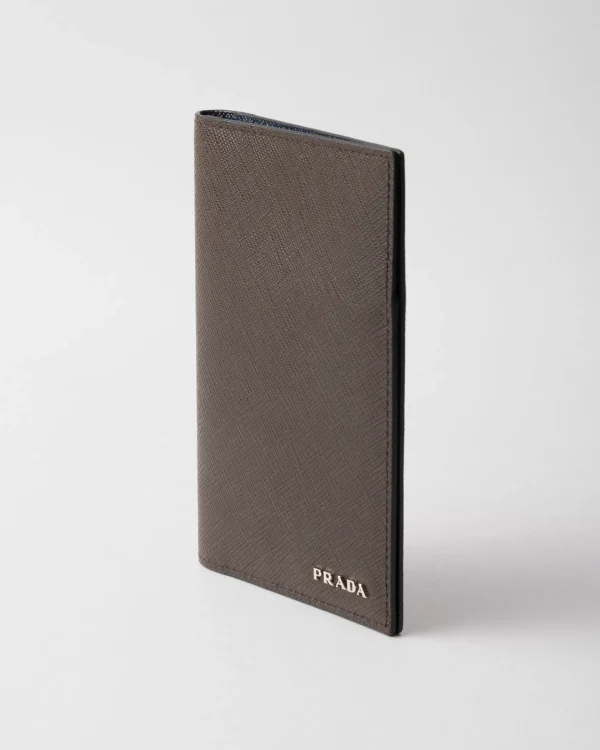 Small Wallets*Prada Saffiano leather passport holder Coffee/balticblue