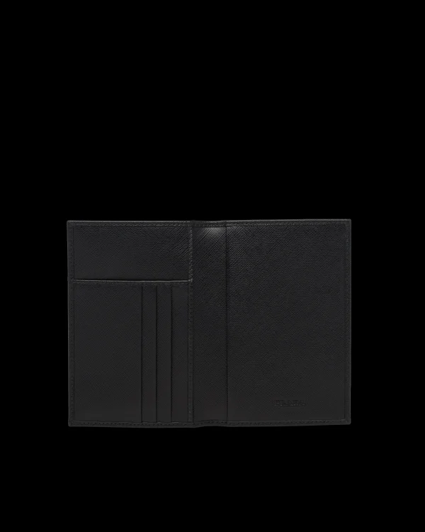 Small Wallets*Prada Saffiano leather passport holder Black