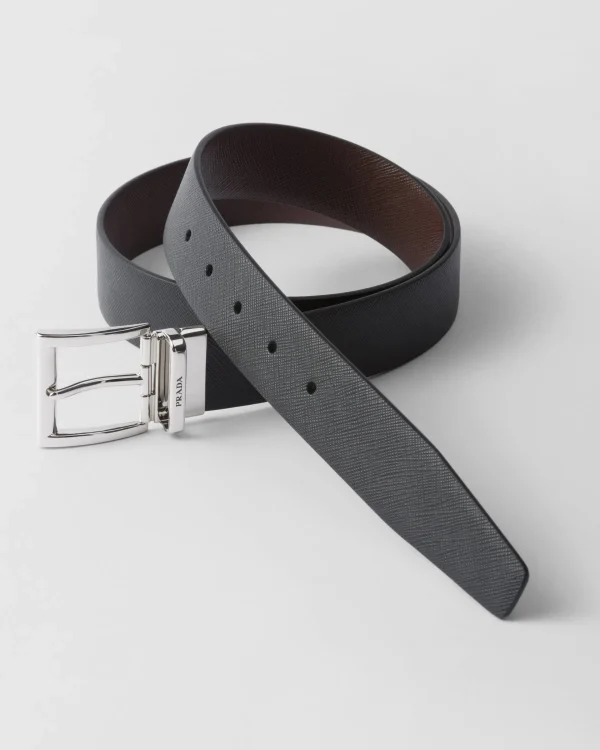 Belts*Prada Saffiano Leather Reversible Belt