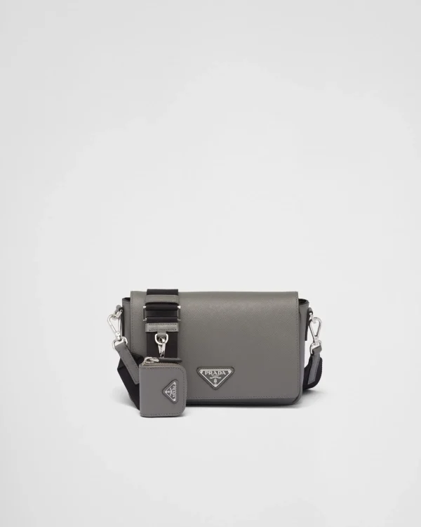 Messenger Bags*Prada Saffiano leather shoulder bag Marblegray