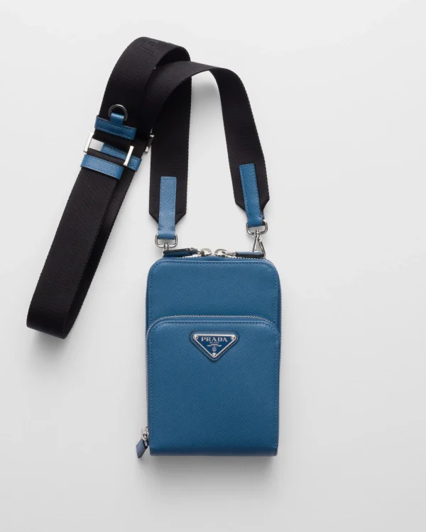 High-tech Accessories*Prada Saffiano leather smartphone case Aviatorblue