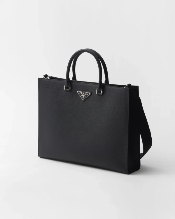 Briefcases | Totes*Prada Saffiano leather tote bag Black