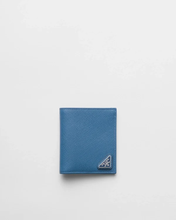 Small Wallets*Prada Saffiano leather wallet Aviatorblue