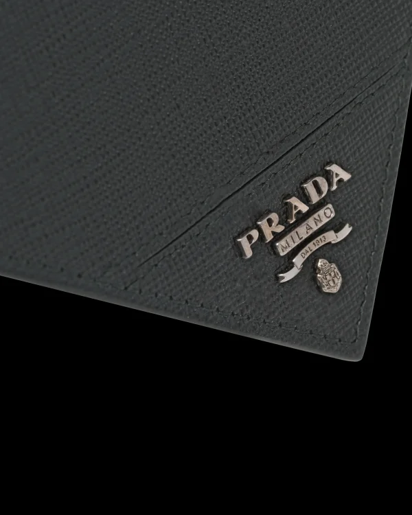 Small Wallets*Prada Saffiano Leather Wallet Black