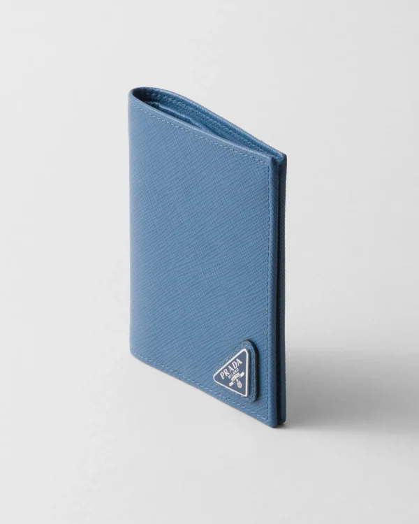 Small Wallets*Prada Saffiano leather wallet Aviatorblue