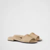 Slippers And Mules*Prada Saffiano patent leather slides Sandbeige