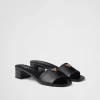 Slippers And Mules*Prada Saffiano patent leather sandals Black