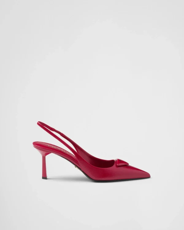 Pumps And Ballerinas*Prada Saffiano patent leather slingback pumps Cherryred