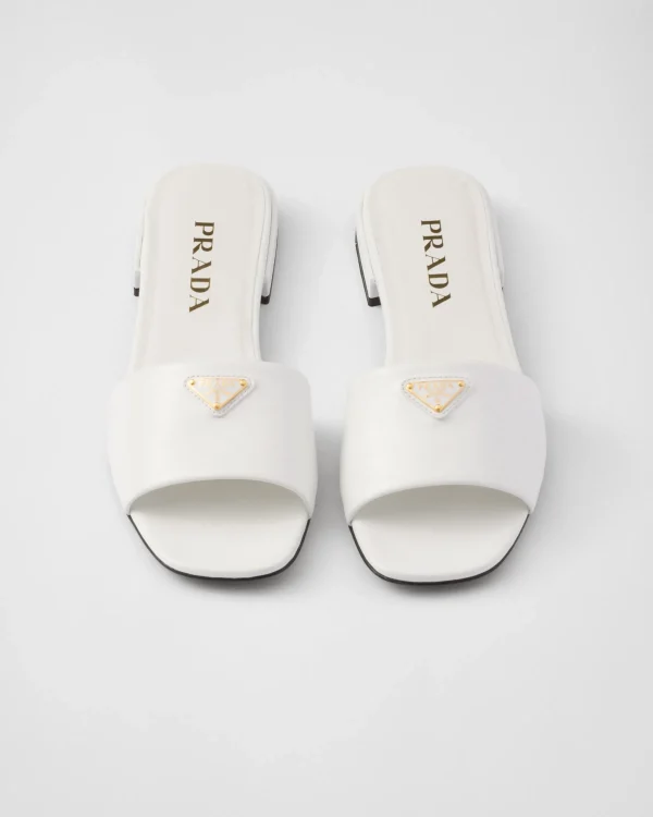 Slippers And Mules*Prada Saffiano patent leather slides White