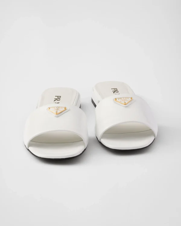 Slippers And Mules*Prada Saffiano patent leather slides White