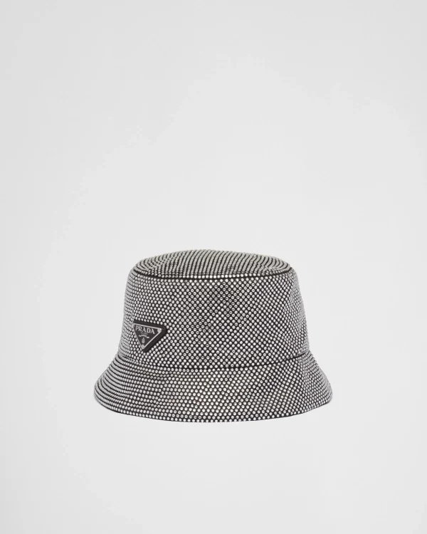 Hats And Gloves*Prada Satin bucket hat with s Crystal