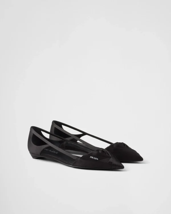 Pumps And Ballerinas*Prada Satin cut-out ballerinas Black