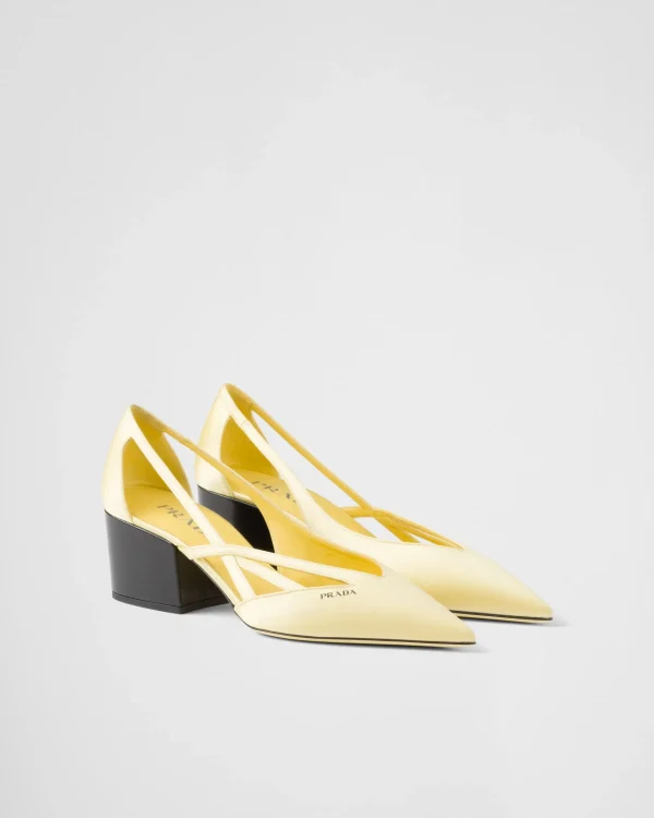 Pumps And Ballerinas*Prada Satin cut-out pumps Lemonyellow