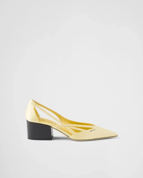 Pumps And Ballerinas*Prada Satin cut-out pumps Lemonyellow