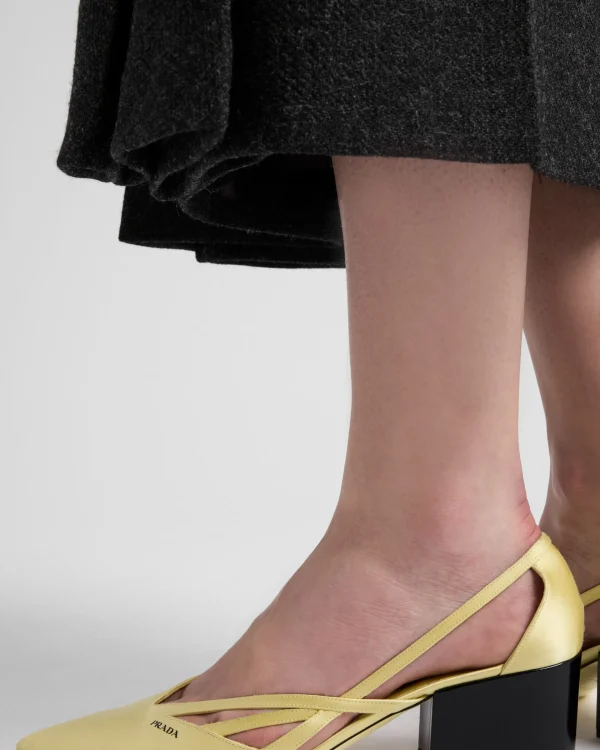 Pumps And Ballerinas*Prada Satin cut-out pumps Lemonyellow