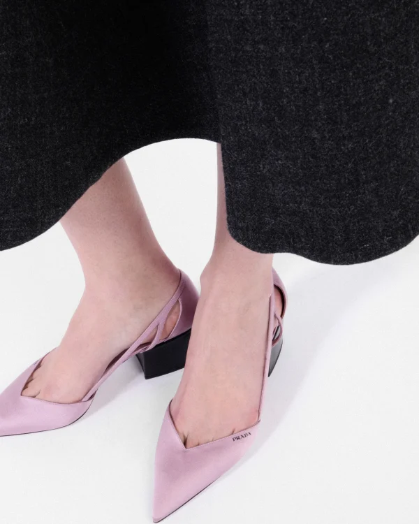 Pumps And Ballerinas*Prada Satin cut-out pumps Confettipink