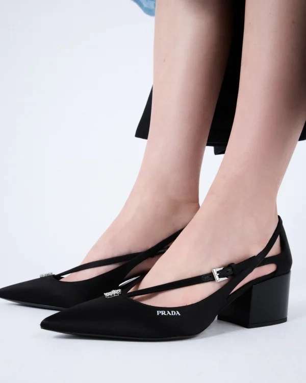 Pumps And Ballerinas*Prada Satin cut-out pumps Black