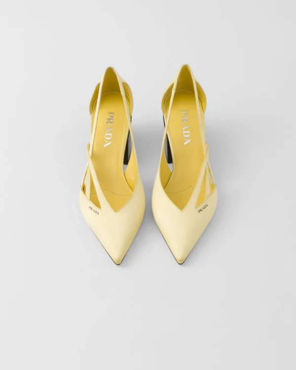 Pumps And Ballerinas*Prada Satin cut-out pumps Lemonyellow