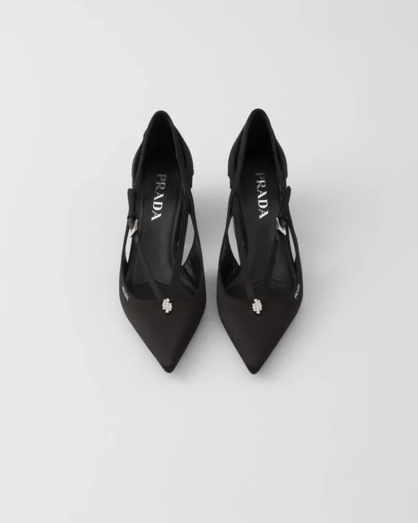 Pumps And Ballerinas*Prada Satin cut-out pumps Black