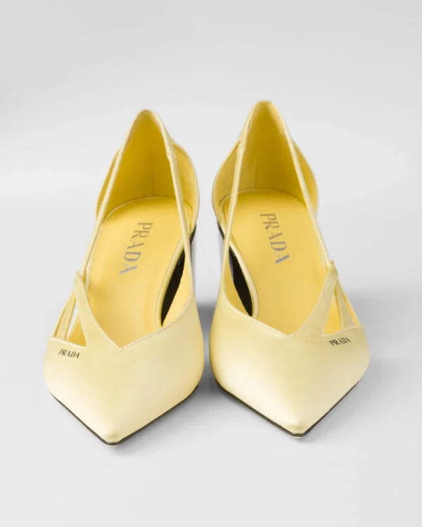 Pumps And Ballerinas*Prada Satin cut-out pumps Lemonyellow